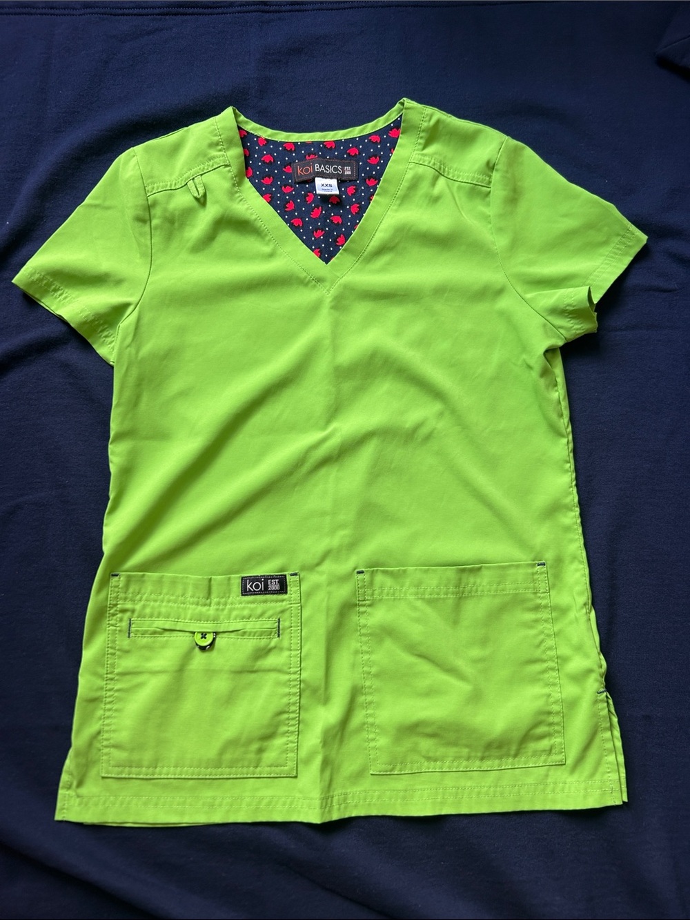 Koi Basics Lime Green V-Neck Scrub Top